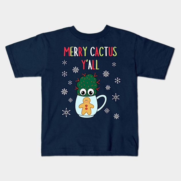 Merry Cactus Y'all - Small Cactus With Red Spikes In Christmas Mug Kids T-Shirt by DreamCactus